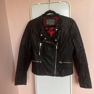 Black leather bomber jacket by Cavalini
